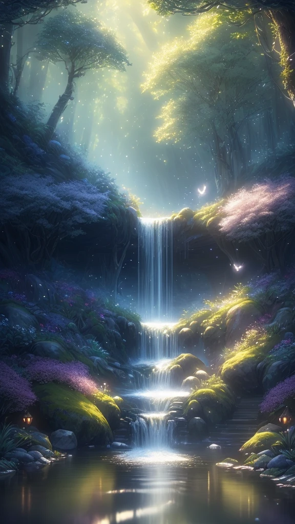 masterpiece, best quality, (Very detailed CG unified 8k wallpaper), (best quality), (Best Illustration), (best shadow), Glowing elf with glowing deer, drinking water in swimming pool, Nature Elements in forest theme. mysterious forest, Beautiful forest, nature, surrounded by flower, delicate Leaves and branch surrounded by firefly (Nature Elements), (jungle theme), (Leaves), (branch), (firefly), (particle effect) and other 3D, octane rendering, Ray tracing, super detailed , beast--v6
