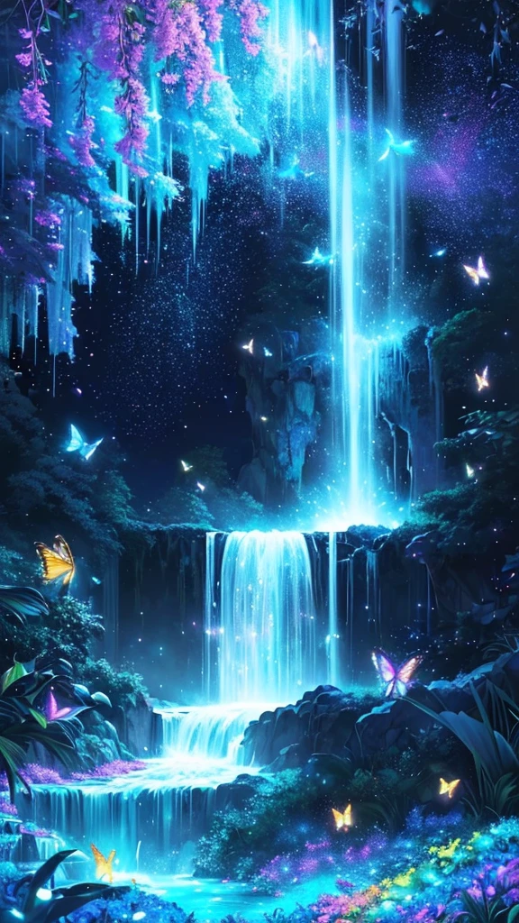 a waterfall with butterflies flying over it and a full moon in the background, cascading iridescent waterfalls, bioluminescent waterfall, nebula waterfalls, alien waterfall, galactic waterfalls, rainbow river waterfall, beautiful stunning waterfall, waterfall(beautiful, floating waterfalls, stunning waterfall, rainbow fireflies, magical colors and atmosphere, glowing water, waterfall!!!!!, ethereal rainbows
a waterfall with butterflies flying over it and a full moon in the background, concept art by Lisa Frank, tumblr, fantasy art, cascading iridescent waterfalls, bioluminescent waterfall, nebula waterfalls, alien waterfall, galactic waterfalls, rainbow river waterfall, beautiful stunning waterfall, waterfall(beautiful, floating waterfalls, stunning waterfall, rainbow fireflies