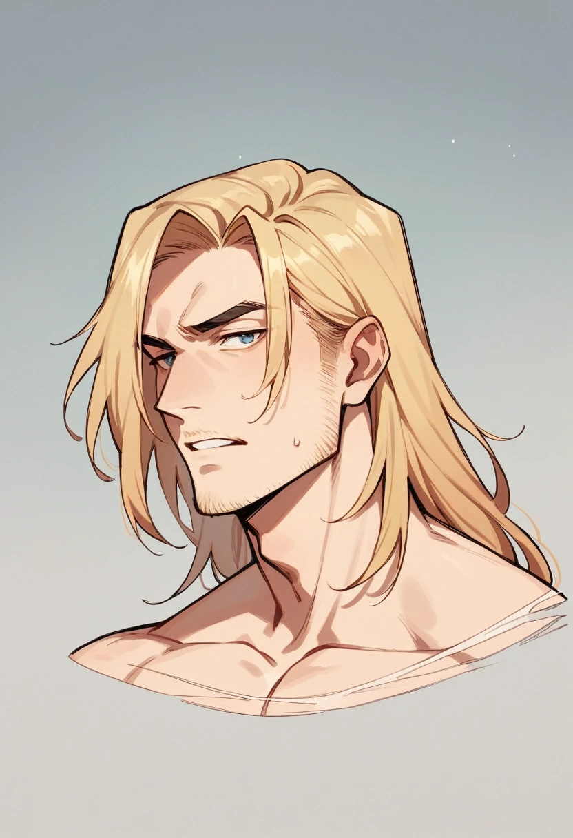 Man with long blonde hair