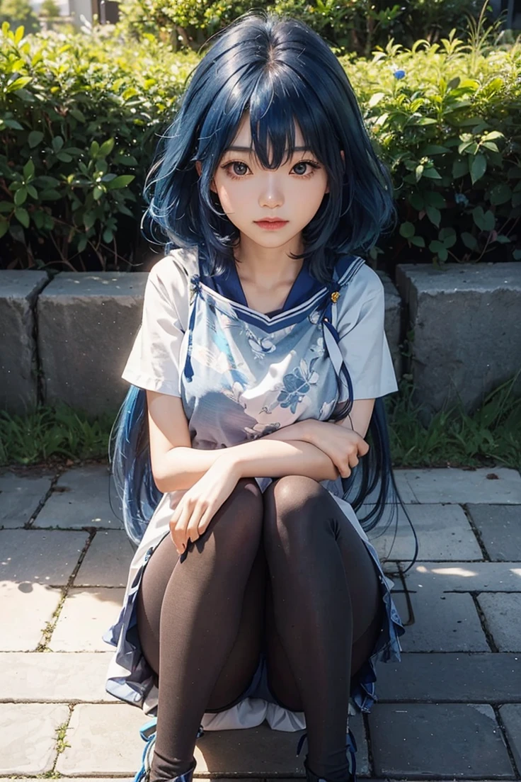 1girl, aki adagaki, blue hair, realistic,  