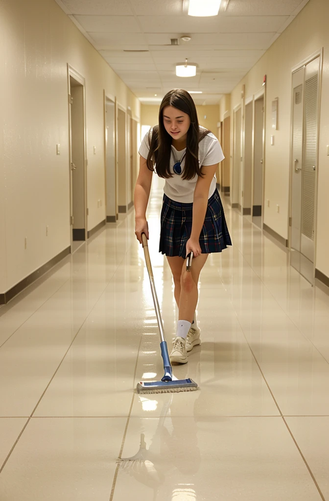 arafed woman sweeping the floor in a school hallway, high school, sweeping, clean detailed, super clean, miranda meeks, katey truhn, puttin, rachel wall, clean, alana fletcher, crisp and sharp, maintenance, clean line, jenna barton, b - roll, clean composition, nice composition, very clean, majestic sweeping action, perfect detail, arafed woman in a skirt sweeping the floor with a broom, sweeping, with a walking cane, clean detailed, clean post process, in a hotel hallway, extremely clean, vacuum, clean, very clean, kneeling at the shiny floor, bottom angle, shot on 85mm, clean image, student, majestic sweeping action, shot on 1 5 0 mm 