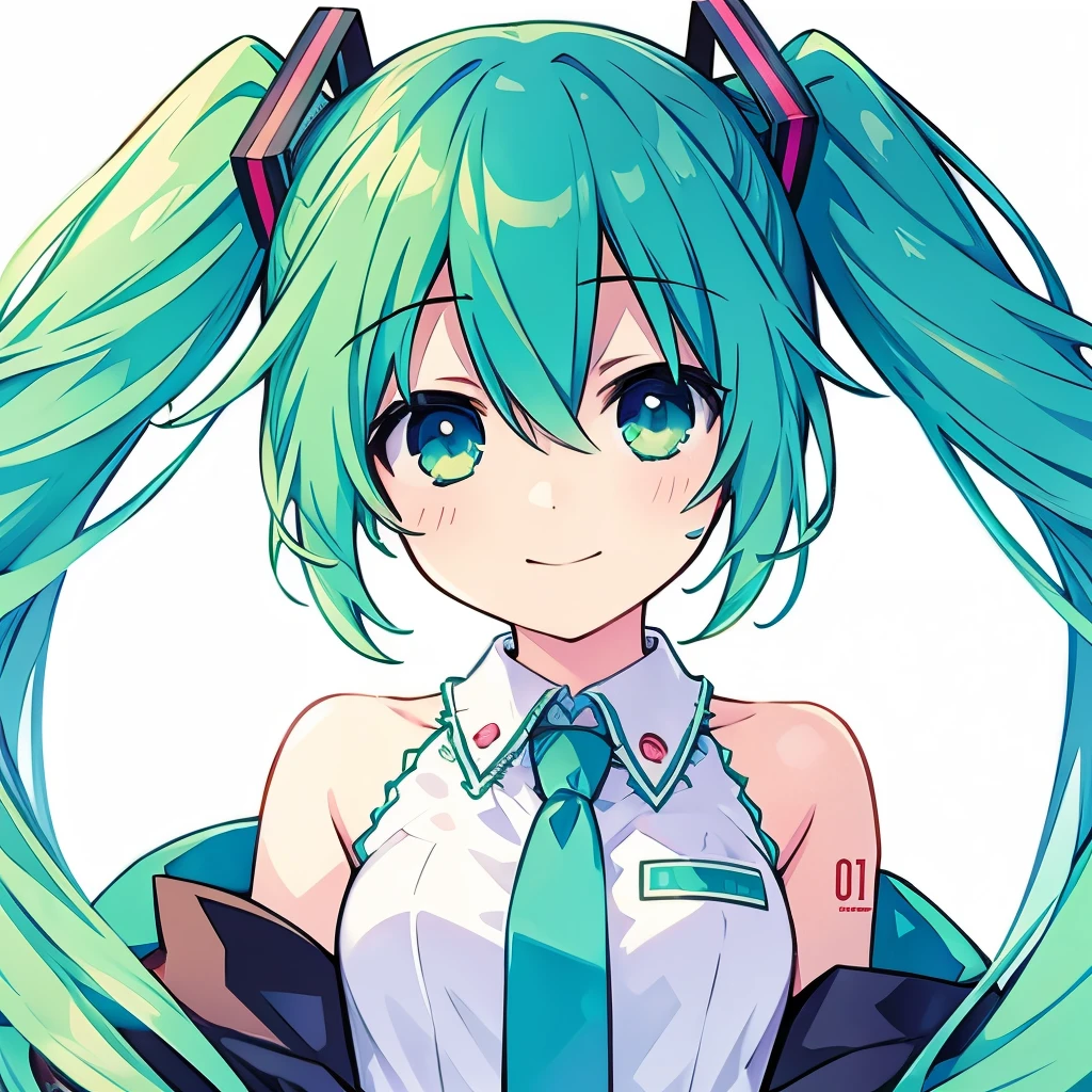 One Girl、hatsune miku、Twin tails、smile、colorful、Lovely、Green tie、aster&#39;Attention-grabbing works、Highest quality、Perfect Face、Cute backgrounds、Green eyes and hair、Scattered flowers in the background