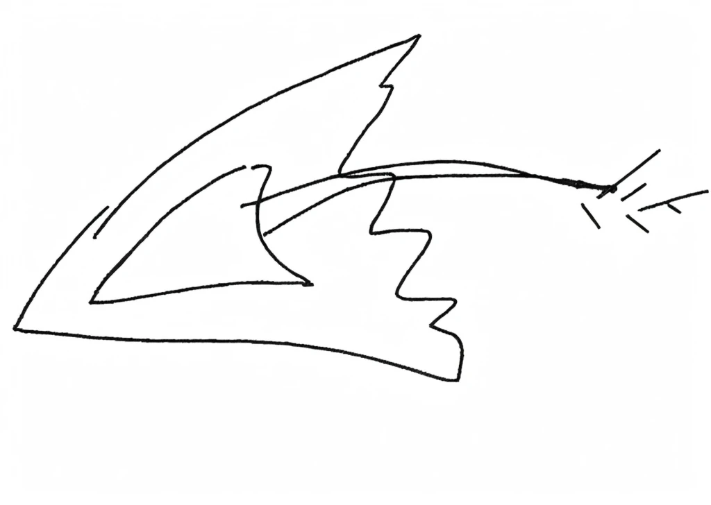 Silver arrow is flown, with strong light appearing around the arrow, background is black