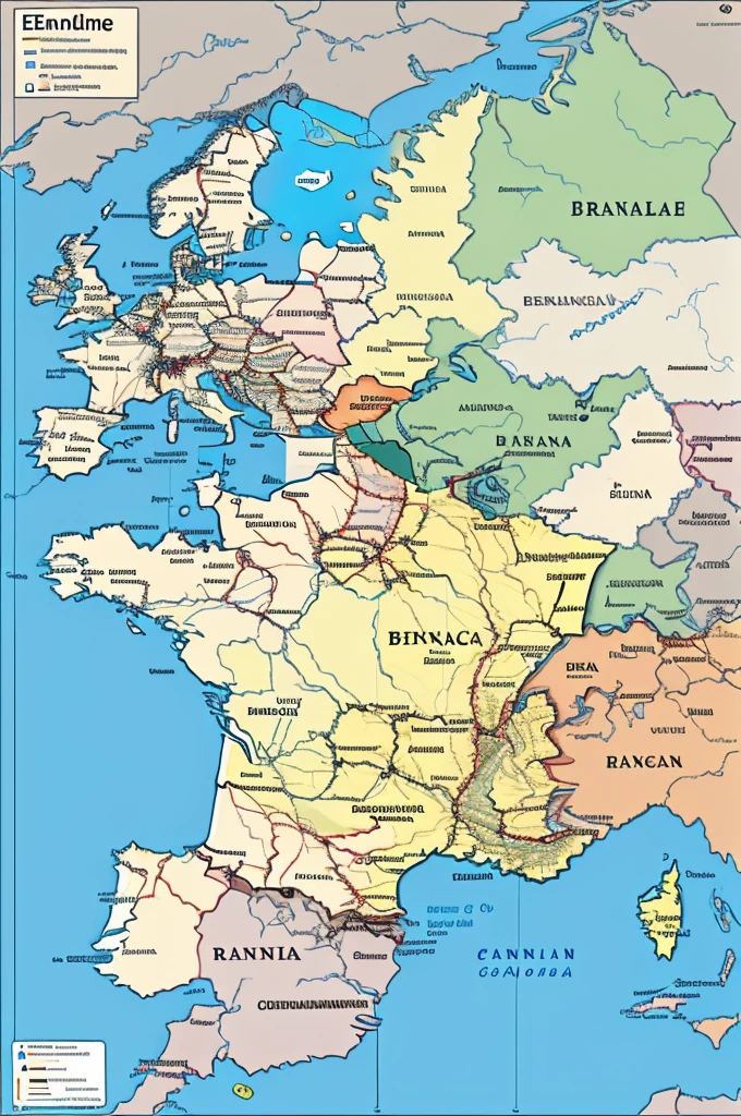 A map of Europe, highlighting the Rhineland and showing its proximity to France and Belgium, with the countries well identified with large names