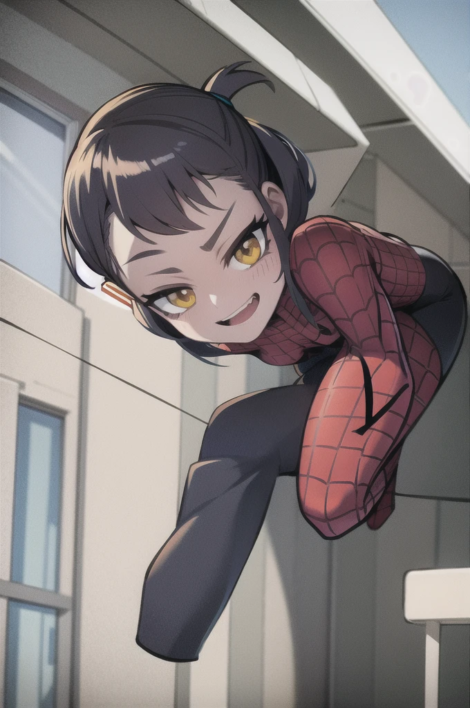 Teenage girl with Spiderman costume