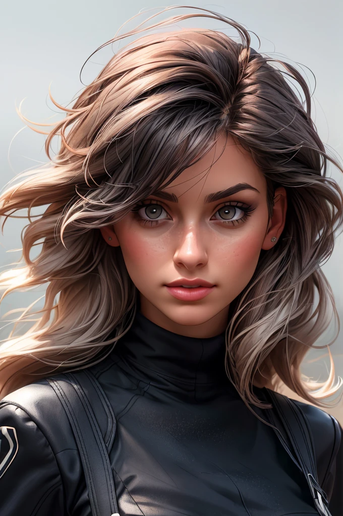 DEN_emma_kotos,
(headshot:1.2) portrait on a (plain grey background:1.2), (headshot:1.2), (face focus:1.1), windswept chaotic hair, soft lighting, low contrast, low saturation,
bokeh, f1.4, 40mm, photorealistic, raw, 8k, textured skin, skin pores, intricate details  epiCRealism, 