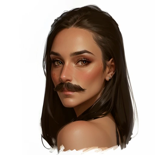 a close up of a woman with a mustache and a black dress, portrait dnd, stylized portrait, androgynous face, speedpaint, halfbody portrait, dnd portrait, digitally draw on wacom tablet, painted character portrait, digital painted, portrait of a dnd character, # 1 digital painting of all time, #1 digital painting of all time