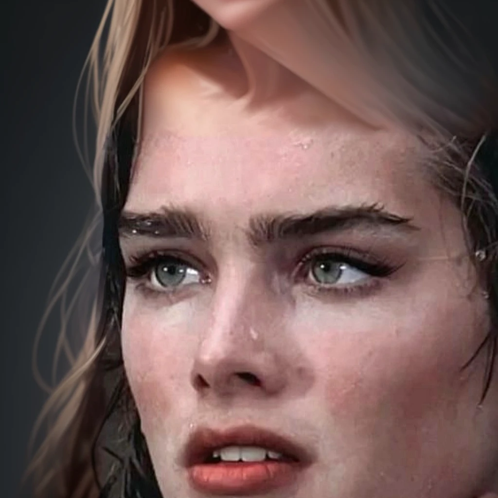Customary portrait of a woman with wet hair and a ring on her finger, Brooke Shields, Carol Buck from Emma Watson's Nun, Beautiful Face!!!!, Beautiful model, Amazing art, Like tears in the rain of death, & Her expression is solemn, Jennifer Connelly, young Jennifer Connelly, Jennifer Connelly as a stunning, Beautiful Face!!