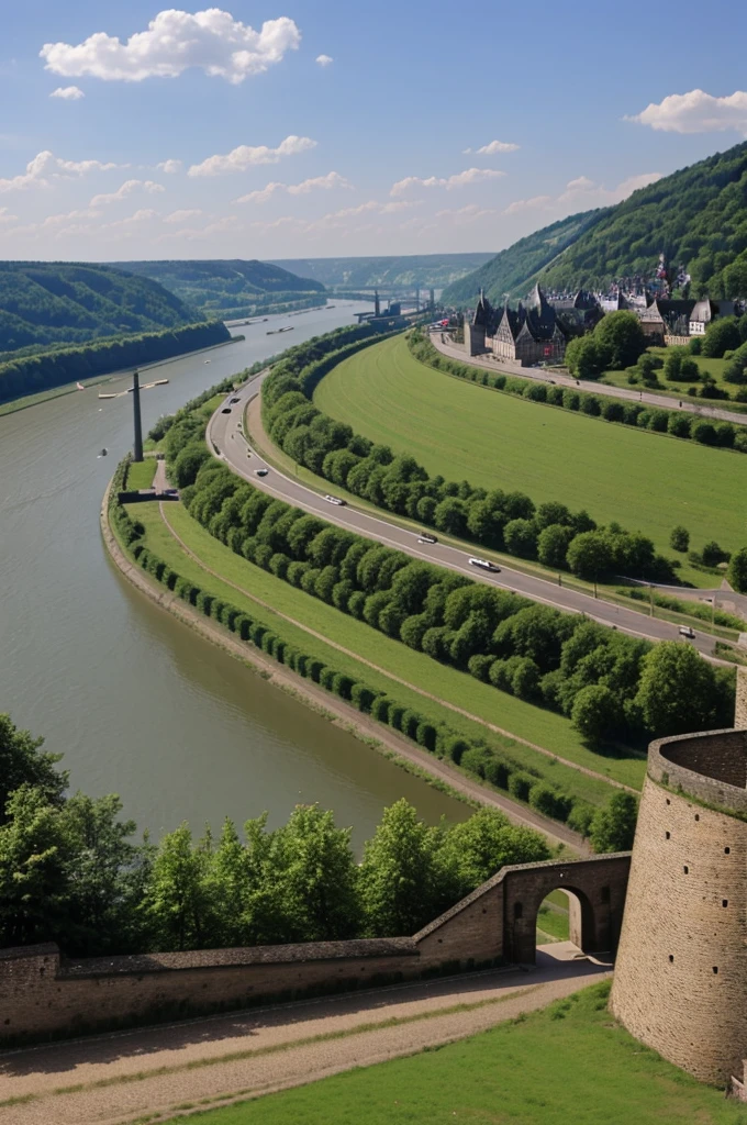 A view of the Rhineland with military fortifications now in place