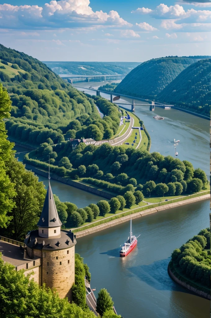 A view of the Rhineland with military fortifications 
