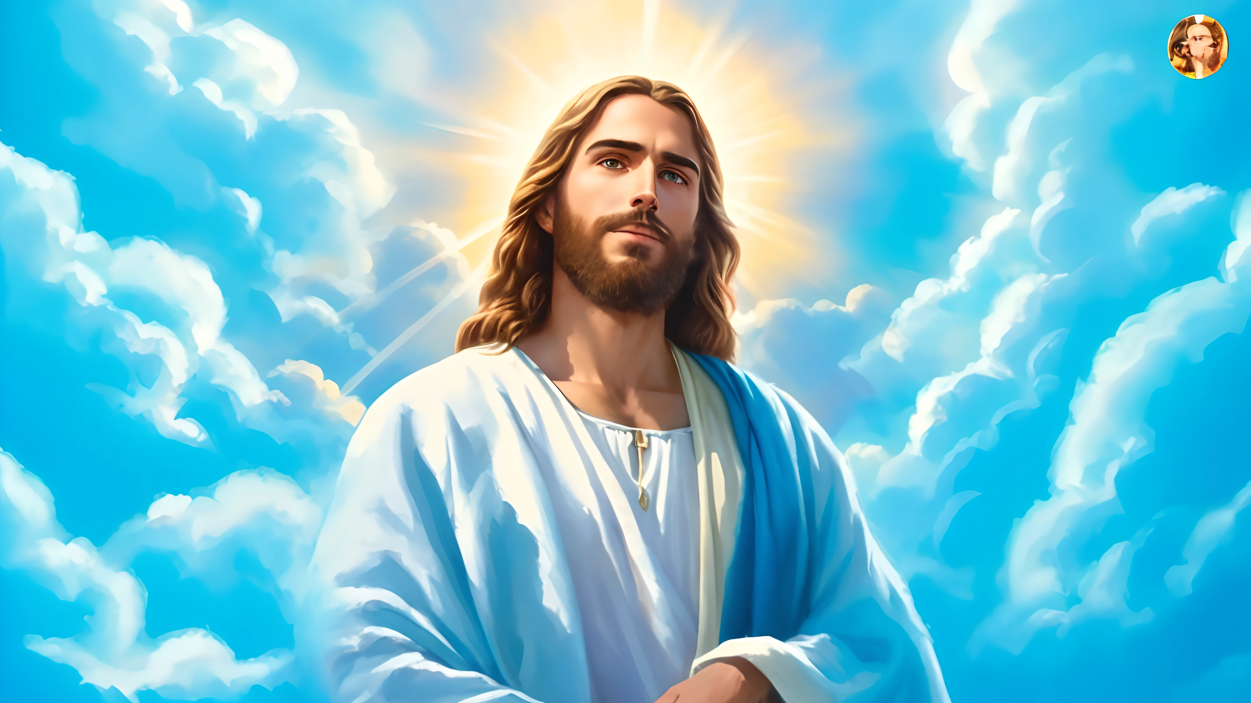 jesus nas nuvens de braços abertos para a frente, images of angels in the background in the clouds, jesus Cristo, Retrato de jesus Cristo, rosto de jesus, jesus, jesus de Nazaré, Young God Almighty, greg olsen, portrait of a heavenly god, Vestido como jesus Cristo, the lord and savior, jesus Gigachad, god looking at me, the face of god, He has his hands outstretched in front of me blessing me, Praying in Heaven