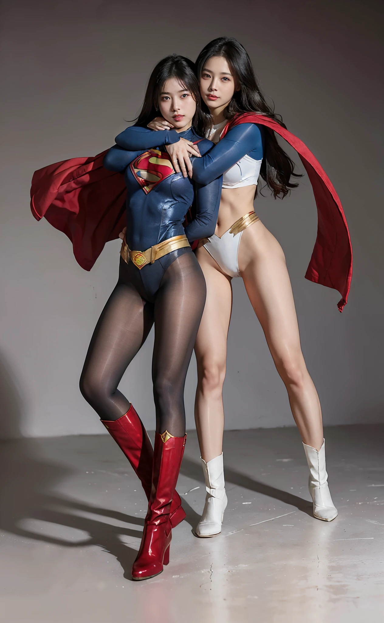 No background、(((Beautiful legs in black tights.)))、(((Legally express the beauty of your smile)))、((((Make the most of your original images)))、(((Body-hugging Supergirl costume)))、(((Supergirl Costume)))、(((Beautiful Hair)))、(((suffering)))、(((Please wear black tights....、Wear red boots)))、((Best image quality、8K))、((Highest quality、8K、masterpiece:1.3))、(((Preserve background )))、Sharp focus:1.2、Beautiful woman with perfect figure:1.4、Slim Abs:1.2、Wet body:1.5、Highly detailed face and skin texture、8K