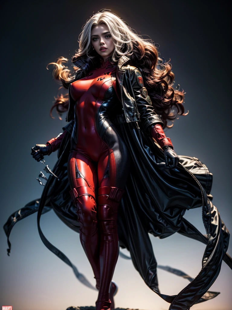Scarlett Johansson、masterpiece、High quality 4K、villain (X-Men)、Gothic Girl、Sculpted Body Gothic Makeup、Black jacket、Red and blue 、masterpiece、Highest quality、Cowboy Shots、One personの女の子、One person、Technology Military 、fringe
