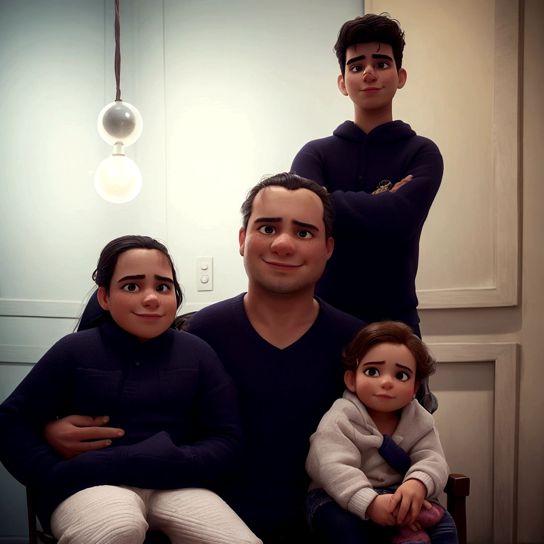 there are three people sitting in a chair with a , powder Nándor Katona, happy family, by Alejandro Obregón, instagrampost, I agree with you, family portrait, by Luis Molinari, by Pablo Carpio, by Amélia Peláez, aykut aydogdu, by Emma Andijewska, by Luis Miranda