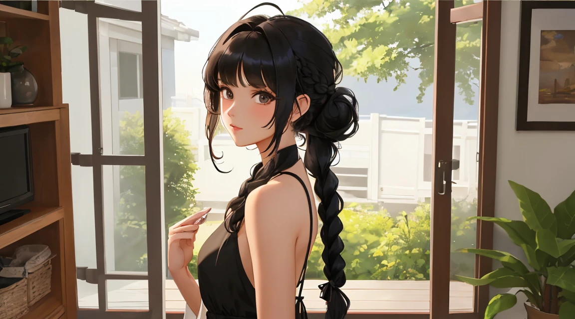 (masterpiece), (best quality), {girl|lady}, looking at viewer, {day|night}, {indoors|outdoors}, {Long hair with natural waves|Shaggy cut|Long bold side bangs|Curly hair|Neat ponytail|Sleek pixie cut|High top knot with twist braids|Voluminous updo|Undercut}