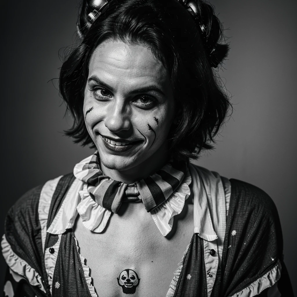 Clown with macabre smile 