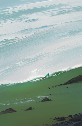 there is a man riding a surfboard on a wave in the ocean, digital drawing, a digital painting, hills in the background, digital painted, an expressive digital painting, soft digital painting, digital paintin, flowing hills, background art, digital painting, speedpaint, smooth. digital painting, digital sketch, digital 4k painting, iphone background, painted landscape
