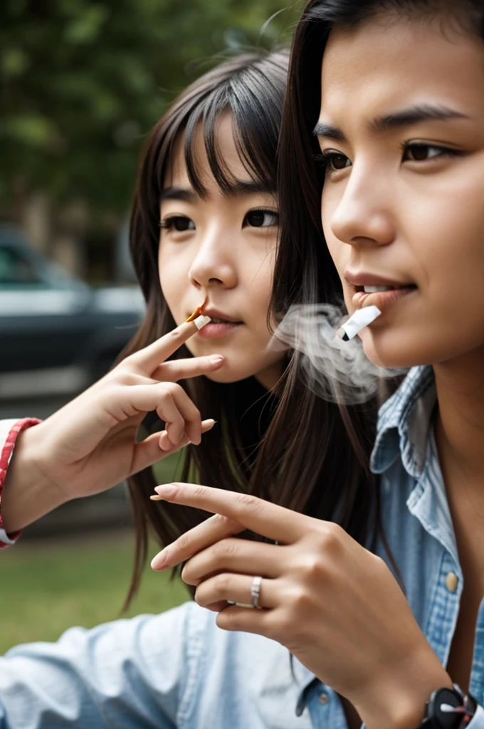 Generate someone avoiding smoking 
