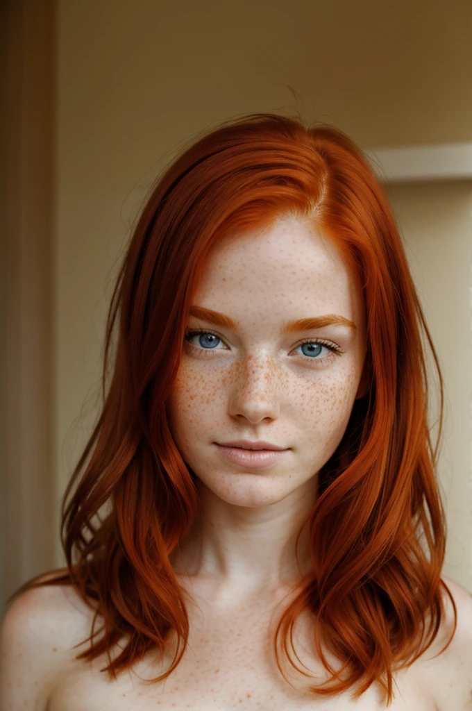 natural redhead, 18 years, freckles, sensual