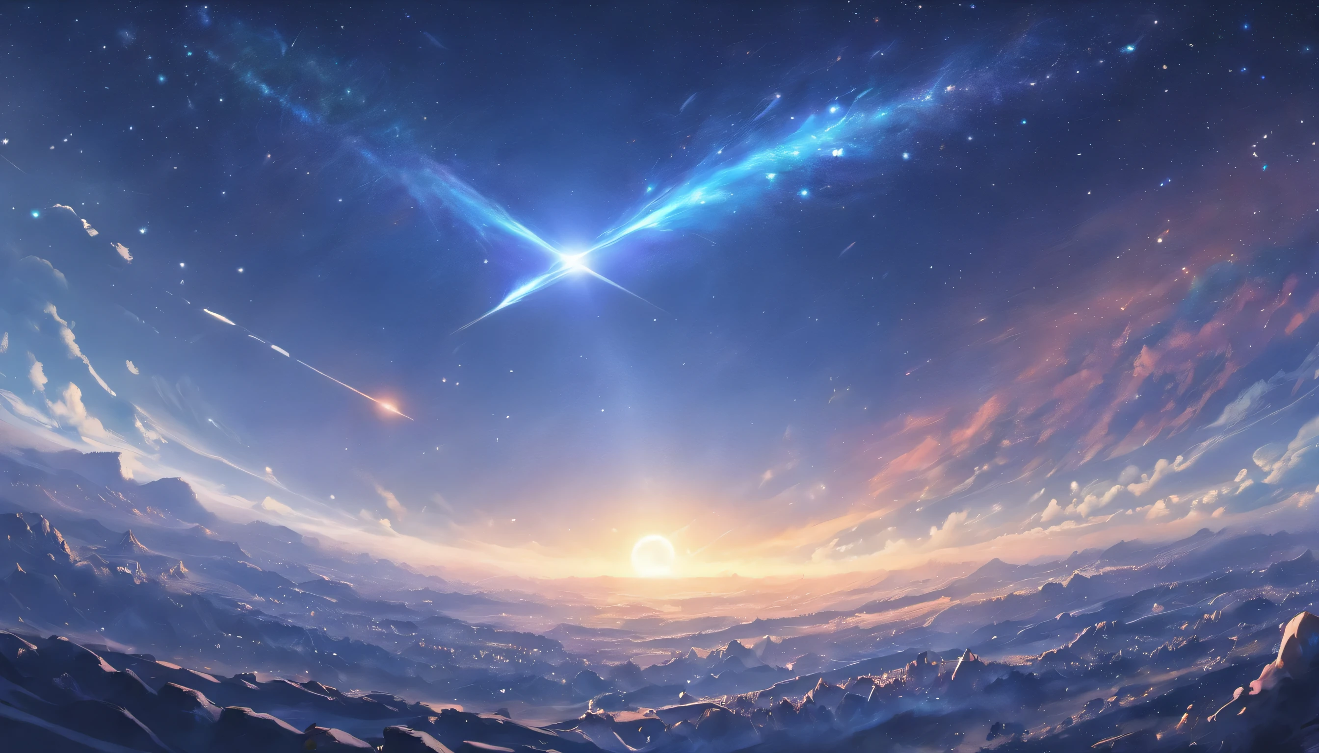 "Comets are often called "dirty snowballs" of Space, due to its icy and dusty composition. They are mainly composed of water, carbon dioxide, ammonia and other frozen volatile materials. The most striking feature of comets is their bright tail, that form as they approach the Sun. When a comet approaches the Sun, solar heat causes frozen materials to sublime, releasing dust and gases that form a tail that always points away from the Sun. This tail is what makes comets visible from Earth." (Realistic digital artwork) (extreme quality), (hdr+)