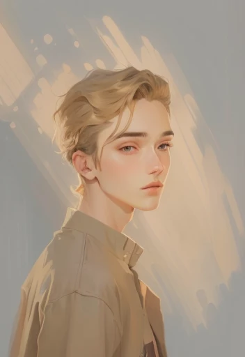 there is a drawing of a woman with a brown shirt, soft portrait, delicate androgynous prince, speedpaint, halfbody portrait, smooth. digital painting, inspired by Alexander Kanoldt, inspired by Romano Vio, inspired by Hans Fries, androgynous face, lofi portrait, inspired by Jean Malouel, inspired by Junpei Satoh