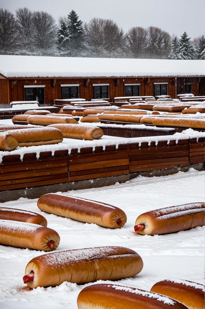 A snowstorm of hotdogs