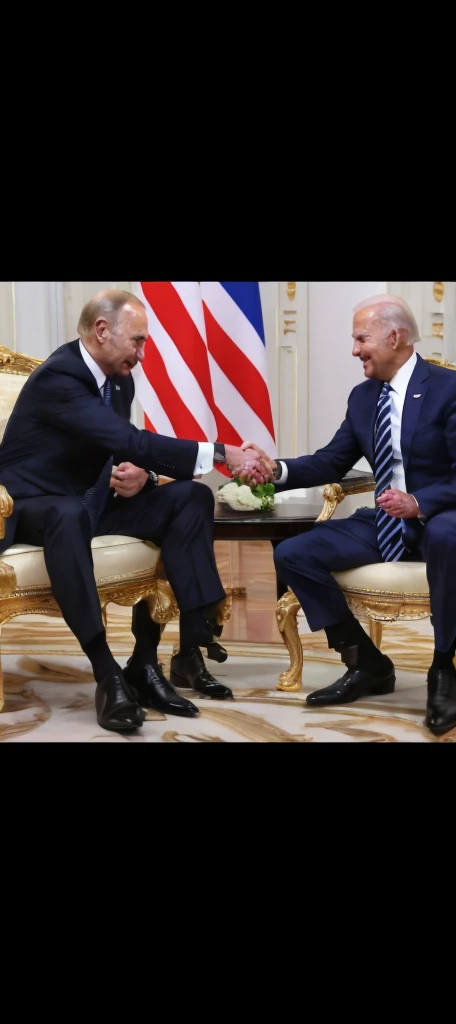 Two men in suits sitting on chairs, shaking hands, 🤬 🤮 💕 🎀, Joe  casts a long shadow, photogrAPh credit: AP, Version 3, 🦩🪐🐞👩🏻🦳, 💣 💥💣 💥, god Emperor , 🕹️ 😎 🚬, 😭 🤮 💕 🎀, Emperor 