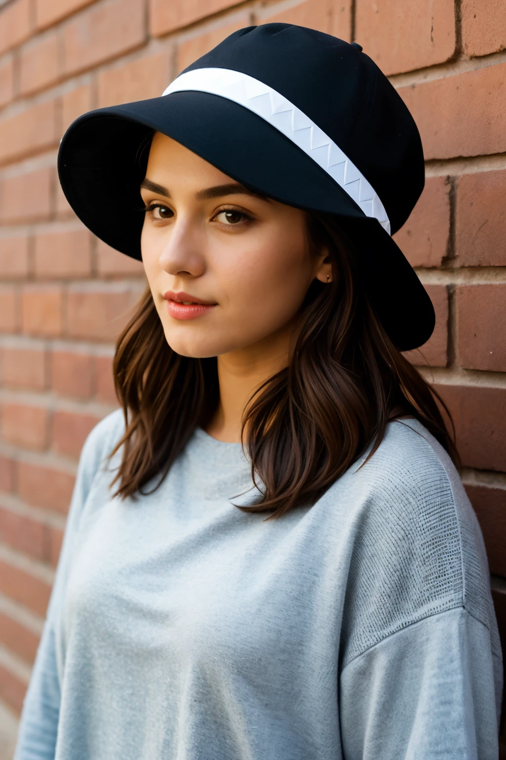 HAT WITH GEOMETRIC ELEMENTS, striking,  THAT HAS THE LETTER I