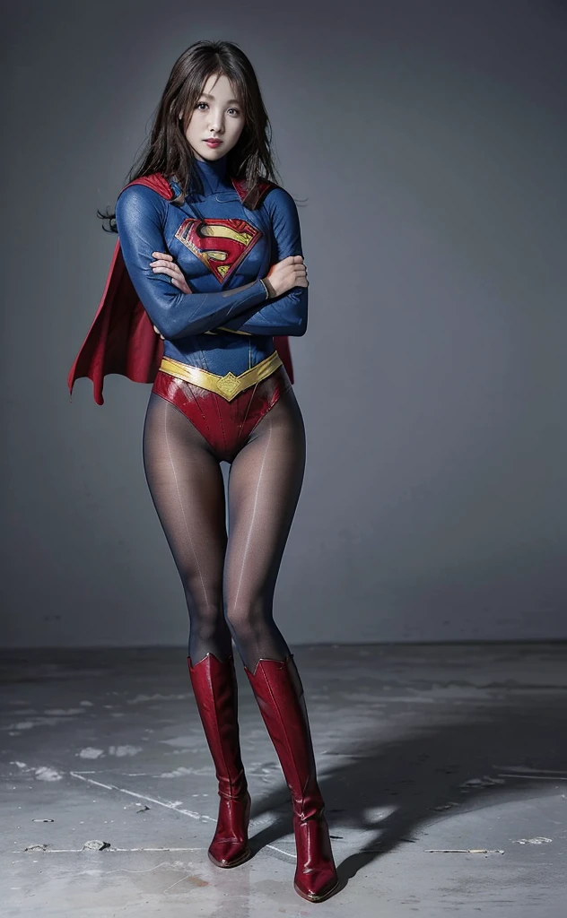 No background、(((Beautiful legs in black tights.)))、(((Legally express the beauty of your smile)))、((((Make the most of your original images)))、(((Body-hugging Supergirl costume)))、(((Supergirl Costume)))、(((Beautiful Hair)))、(((suffering)))、(((Please wear black tights....、Wear red boots)))、((Best image quality、8K))、((Highest quality、8K、masterpiece:1.3))、(((Preserve background )))、Sharp focus:1.2、Beautiful woman with perfect figure:1.4、Slim Abs:1.2、Wet body:1.5、Highly detailed face and skin texture、8K