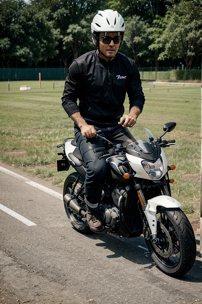 Man riding a sports motorbike