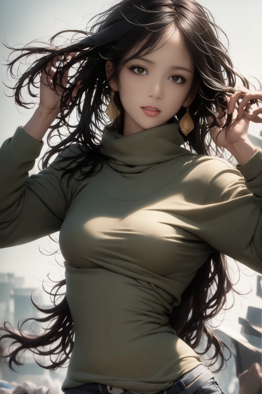 Rural landscape:1.3, girl wanders through the sleet:1.3, Sun rays, distant,{{ Perfect proportion of facial features.}},{{Masterpiece}}, {{{Best Quality}}},{{ultra detailed}}, {{illustration}},{{Masterpiece}},{{{Best Quality}}},{{ultra detailed}}, {{{illustration}}},Clear facial features,Beautiful scene,photorealism,realism,photorealistic,high detail,Hyper quality,high resolution,trend on Artstation,hyperrealism,High Definition,16k,unreal engine,octane rendering,Corona Render,tilt shift,bottom view,Rembrandt Lighting,