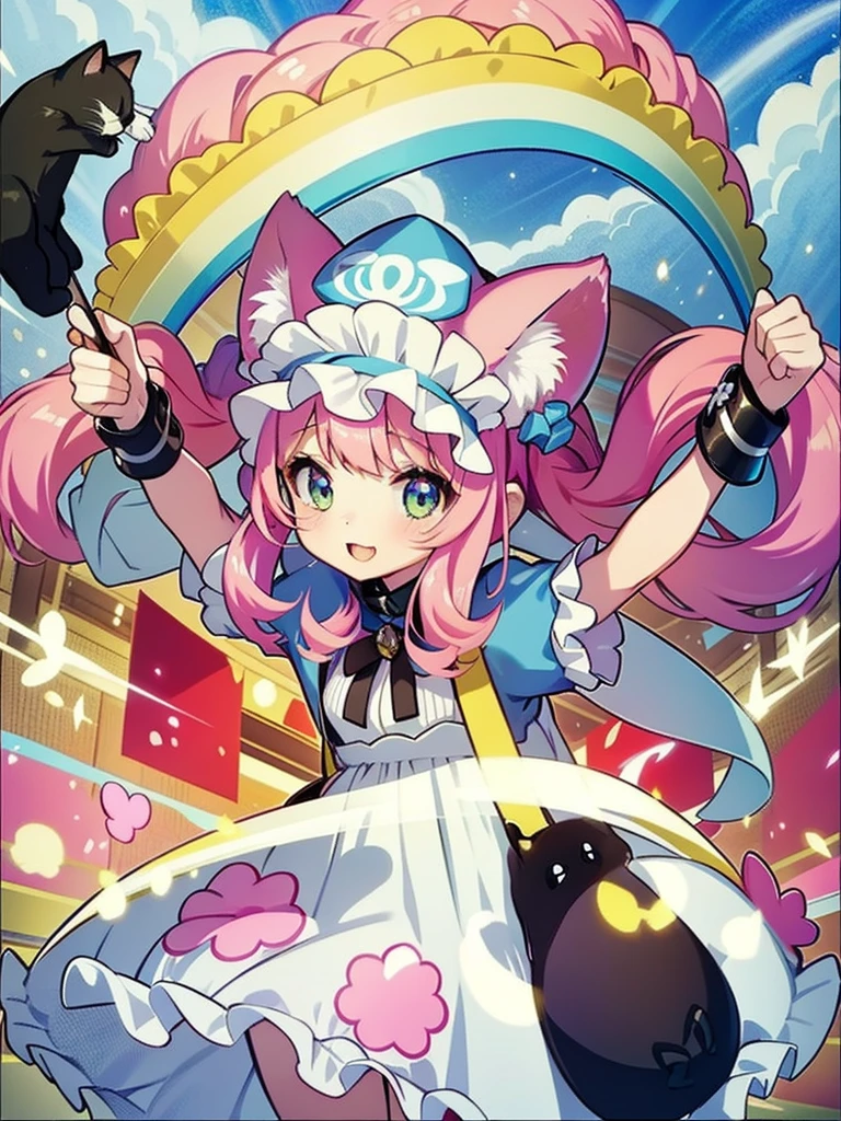 girl with、I'm with a cute cat((Cute Cat 1.5))、Pink hair(rainbow-colored hair)