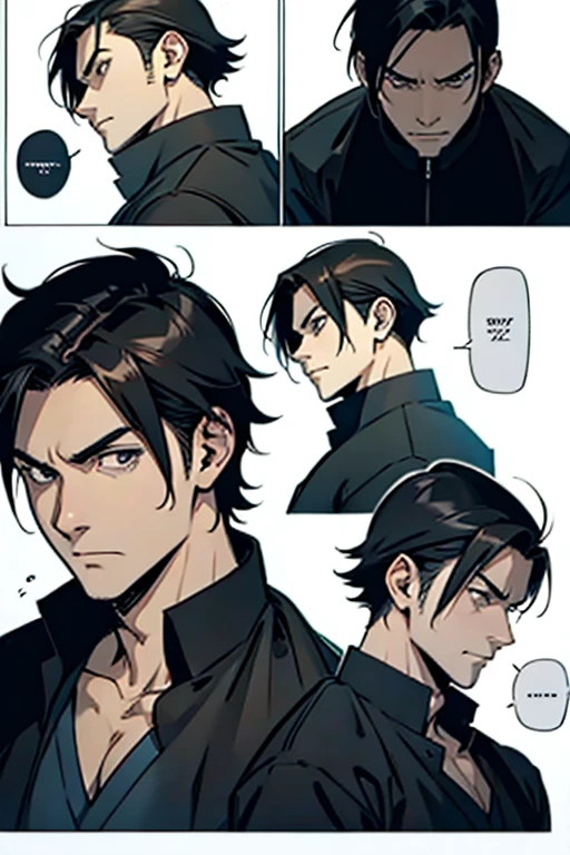 Guy with short black hair mad , manga page with panels and dialogue  