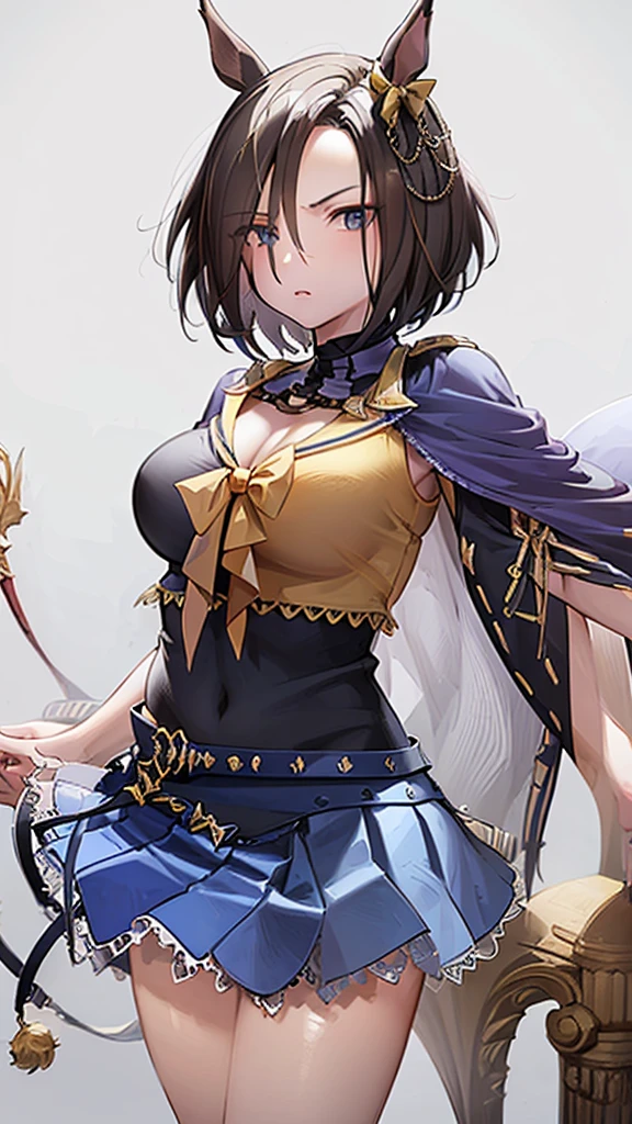 {{masterpiece}}, {{Top image quality}}}, {{The ultra-detailliert}}, {{illustratio}}, {{{1girl in}}}, short-haired,Purple pupils,A dark-haired、military outfits、icons