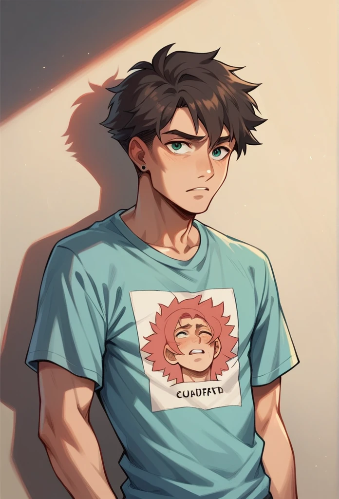 Xenovia Quarta with a t-shirt that says "Hoshina"