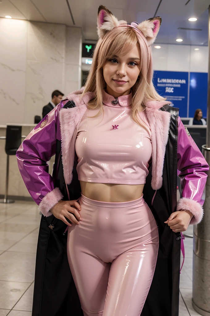 шедевр, Лучшее качество, furry antropomorph fox dressed in pink latex Sheremetyevo passenger check-in manager uniform