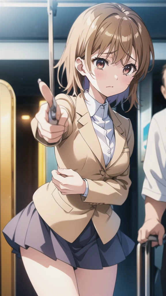 (Affirmative prompts)
(1 Girl)++, (masterpiece)+++, (Highest quality)+++, (Super cute)+++, lovelive!, Anime Color, , tears, (vapor)+++ , Being abused ,feigned ignorance, wearing blazer whiteshirt ,Check skirt , (Roll up your shirt), Out of place bra ,arched back, Crowded train, (Many men standing behind a girl )++, Dynamic pose, Dynamic hand movements, (Grab your chest)+++, A man grabs a woman's arm , (Hands frying), (Floating Hand), (Grab from behind), The image shown is、Generated in stable diffusion。 ✧ (*´ `*) ✧ ° The prompt is:. To get your favorite images、You may need to generate multiple images at once。.Panty shot、Brasilia、erotic、Molester