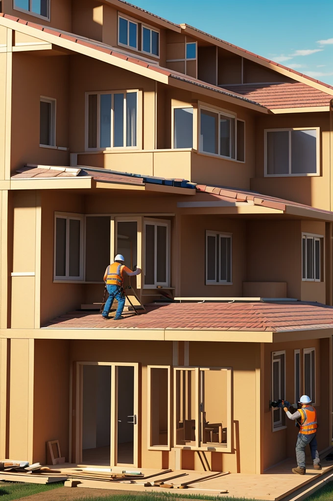 Animated image of a builder fixing a house