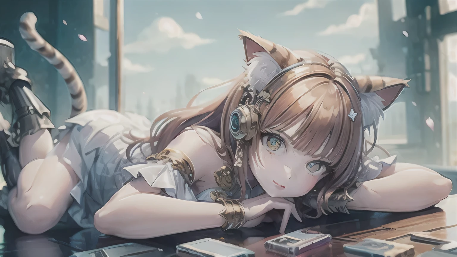 Cat-eared girl holding an SD card Idol Perfect Face