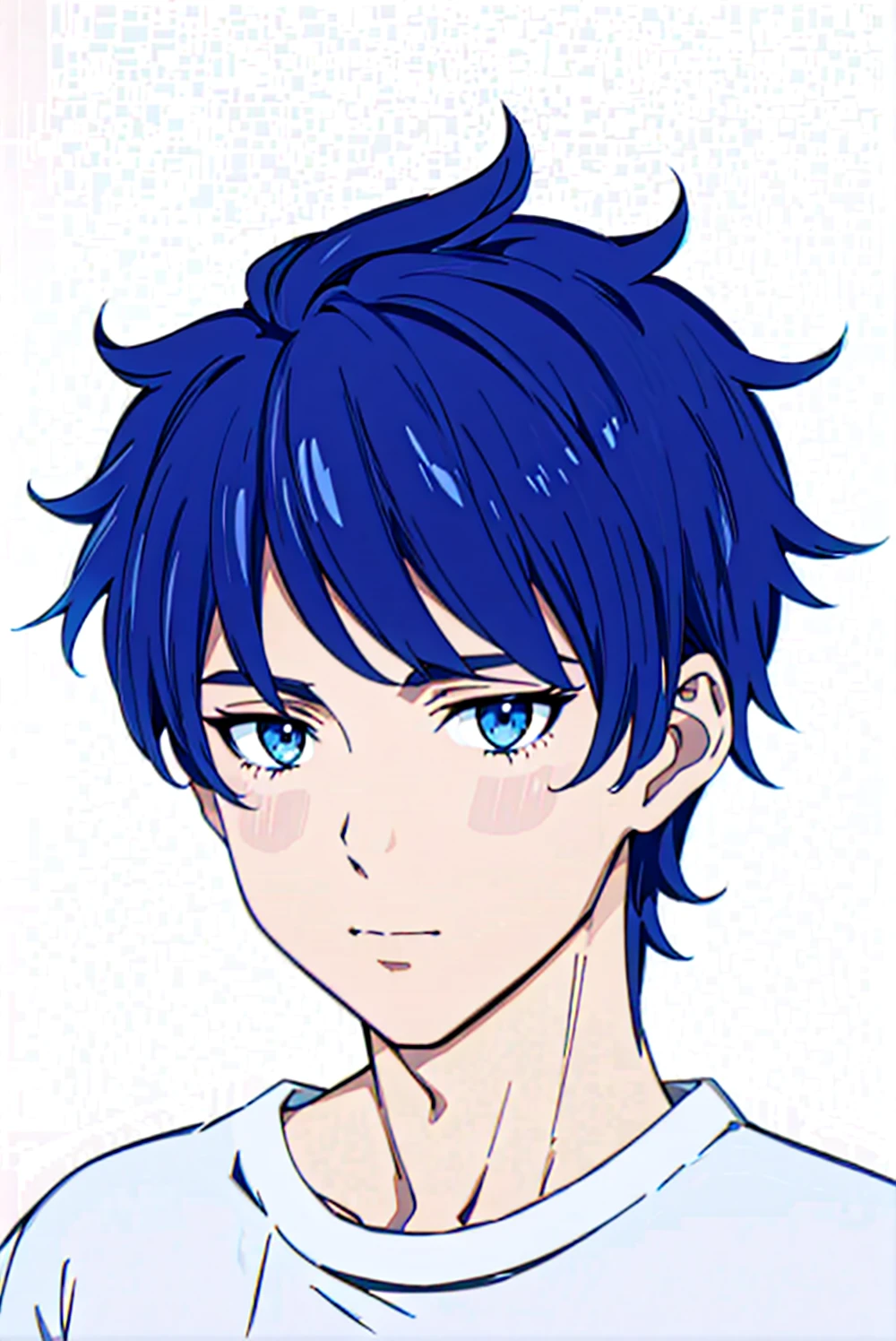 anime boy, blue hair and undercut hairstyle