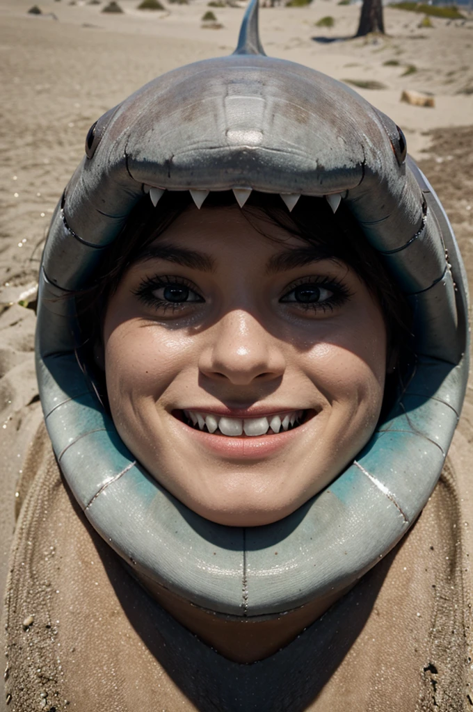 shark, smile, in Google eyes, beach