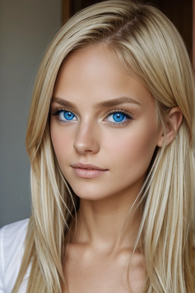 Chica prepuber, beautiful skin blue eyes , blond hair