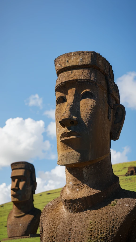 The 5 Moyai Statues of Easter Island Facing the top right
