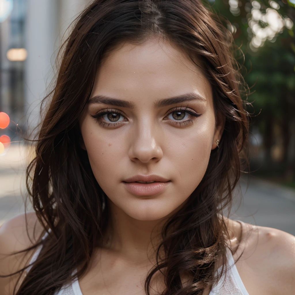 1 woman, beautiful argentinian woman, sensual and gorgeous woman, seductive gaze, casual clothing, (she eating a candy), outdoor scene, looking at camera, detailed beautiful face, full body, makeup, best quality, 4k, 8k, highres, masterpiece:1.2, ultra-detailed, realistic, photorealistic:1.37, HDR, UHD, vivid colors, studio lighting, professional, portrait, beautiful detailed eyes, beautiful detailed lips, extremely detailed face and eyes, long eyelashes