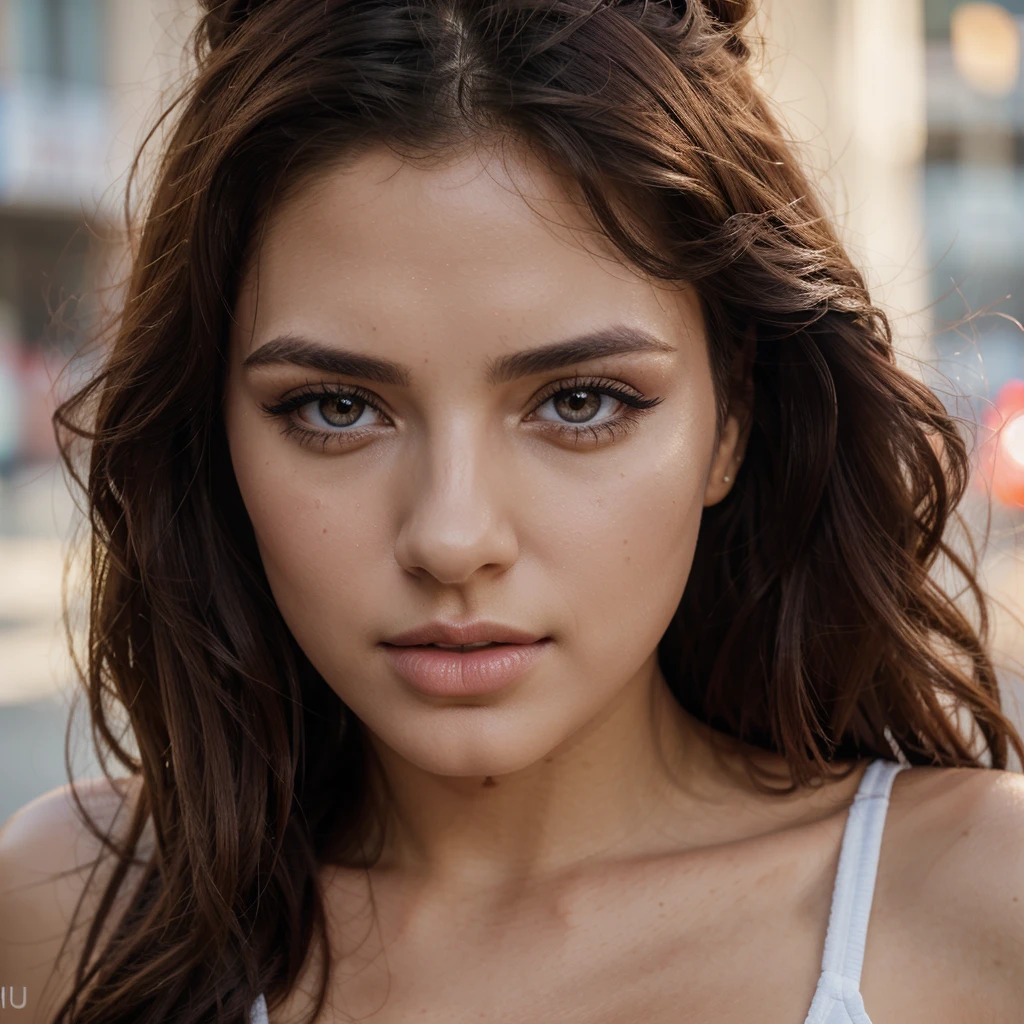 1 woman, beautiful argentinian woman, sensual and gorgeous woman, seductive gaze, casual clothing, (she eating a candy), outdoor scene, looking at camera, detailed beautiful face, full body, makeup, best quality, 4k, 8k, highres, masterpiece:1.2, ultra-detailed, realistic, photorealistic:1.37, HDR, UHD, vivid colors, studio lighting, professional, portrait, beautiful detailed eyes, beautiful detailed lips, extremely detailed face and eyes, long eyelashes