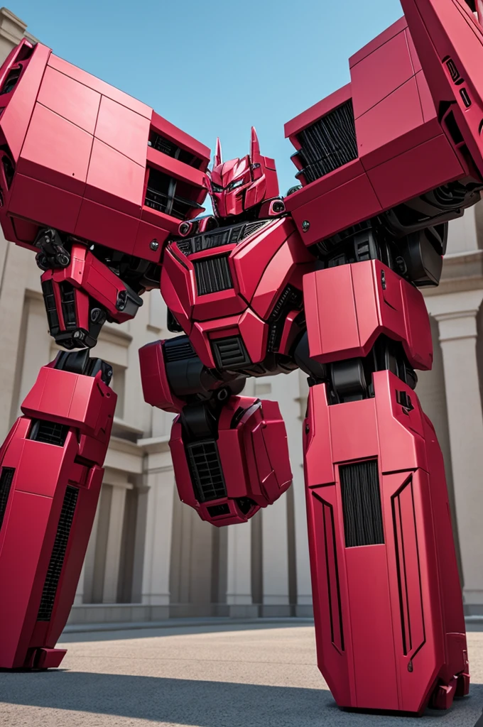 Transformer grande complete, red and pink color, ((Best Quality)) ((Masterpiece)) 3D, complete 