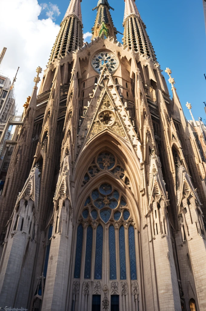 Sagrada Familia with background of carpentry around 