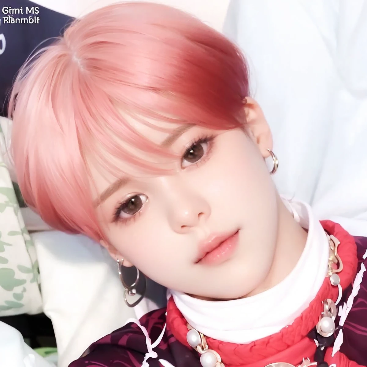 Jimin from bts tender and cute. Kpop idol. Ulzzang boy cute and tender. Innocent and angelic face. Very cute with pink hair 