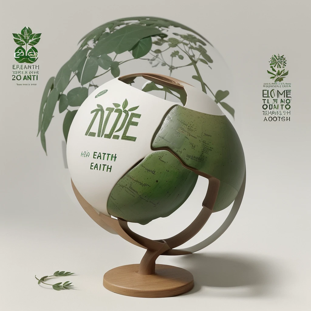 "A clean, minimalist design featuring a globe with plant motifs and the words 'Earth Day 2024' in a stylish, modern font. The design uses earthy, muted tones."