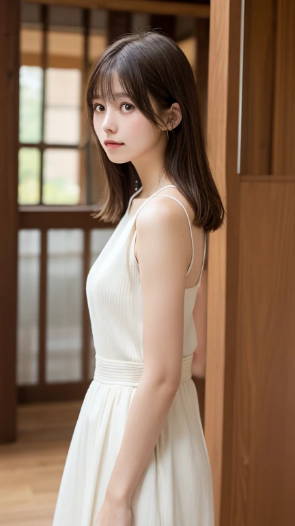 masterpiece, best quality, Super detailed, Beautiful lady wearing white overalls, Posing like a model, Hospital ward background, perfect light,Full HD, 8k, (Detailed face:1.3), Photorealistic, natural skin texture, Surrealism,